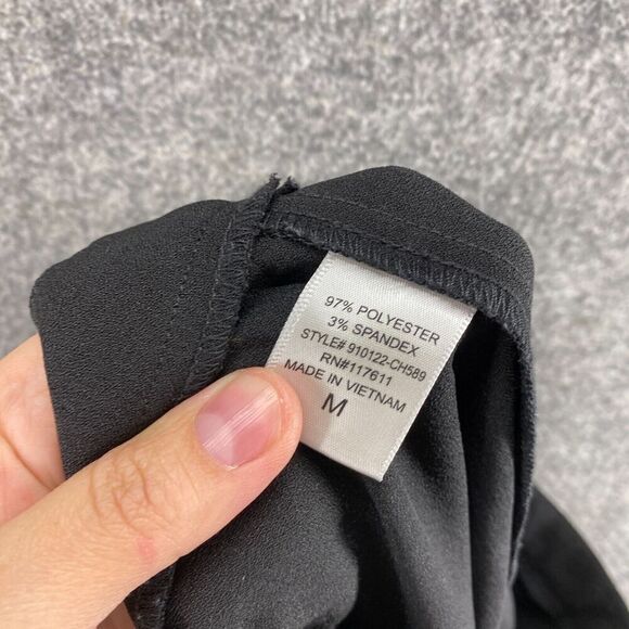 Mosaic & Co Dress Pants Women M Medium Black High Rise Flat Front Skinny Belted - Picture 9 of 10